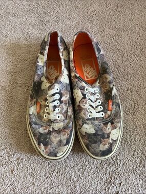 Vans Cat Print Canvas Sneakers - Orange Lining